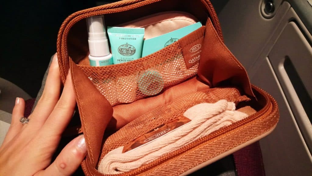 Look inside of the BRIC'S amenity kit for Qatar Airways Business Class