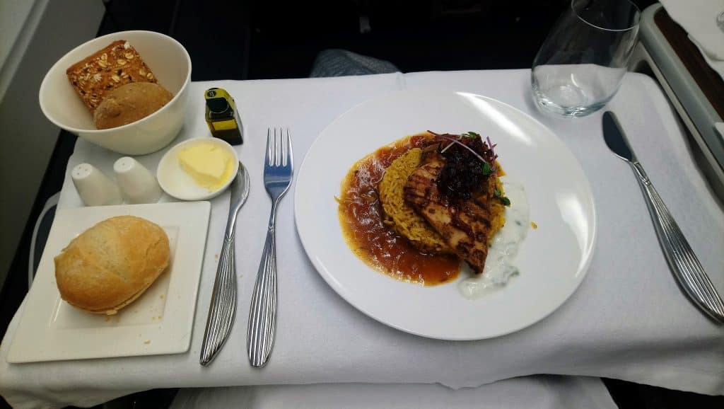 Arabic Spiced Chicken Breast with Machboos Sauce from the Main Menu on Qatar Airways Business Class
