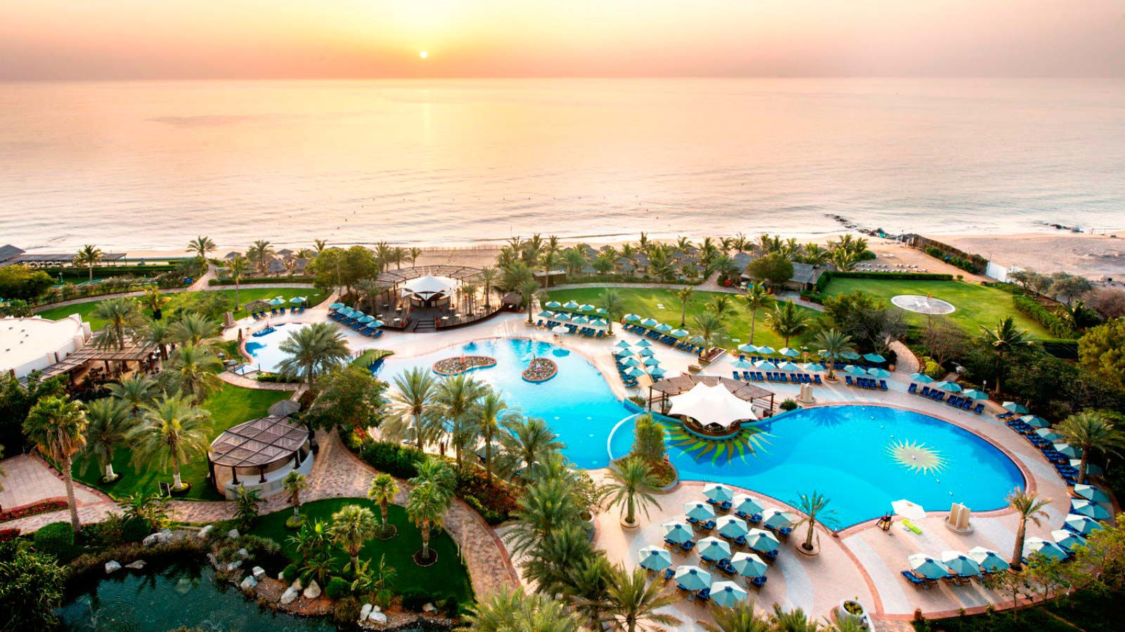 Pool and Garden at Le Meridien Al Aqah Beach Resort in Fujairah, UAE